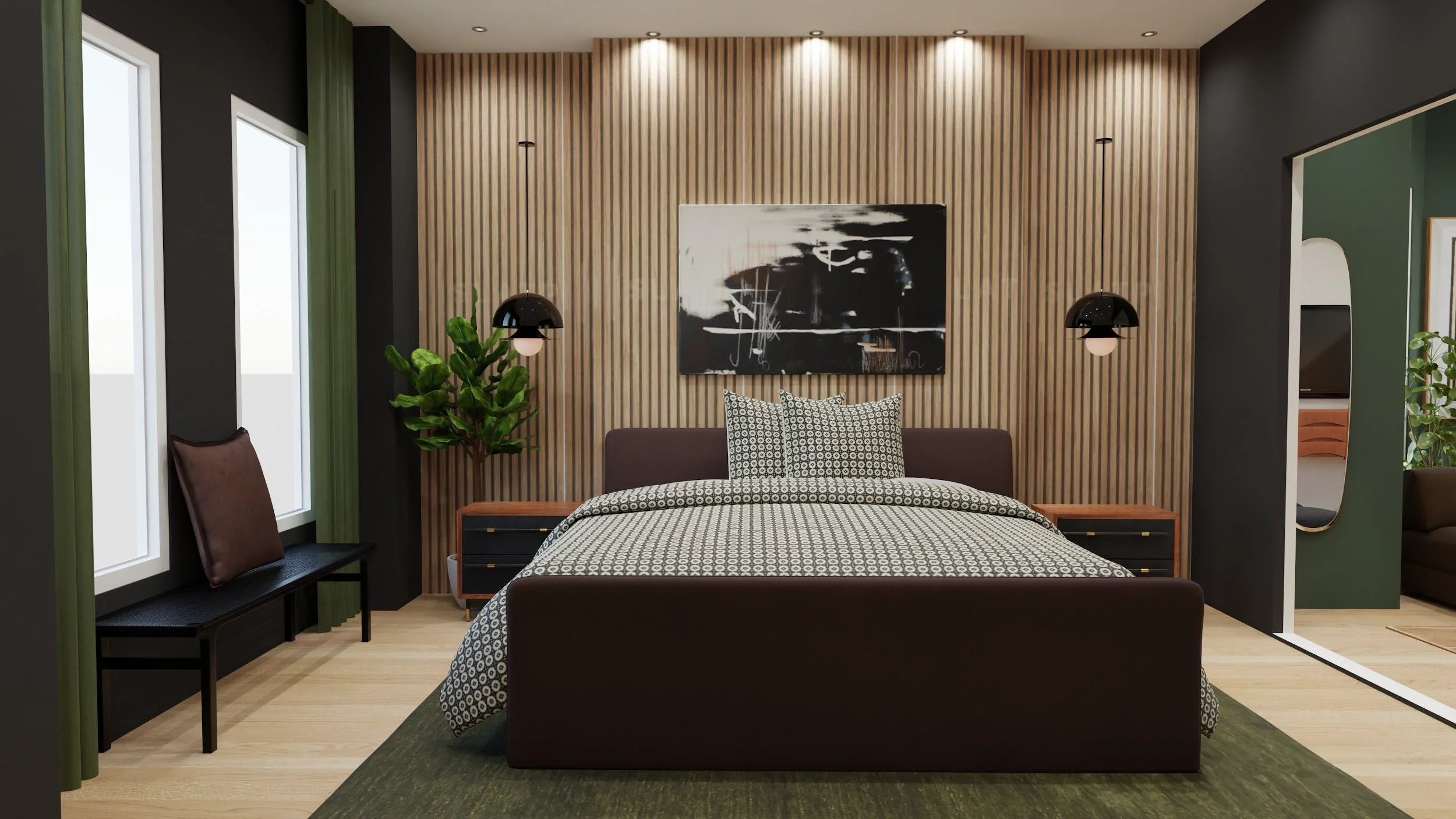 a bedroom render design from project aberdeen by Laure Leger Studio